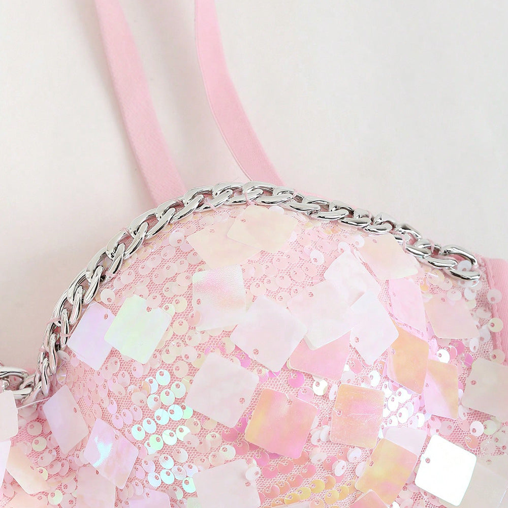 Sequin embellished top in pink