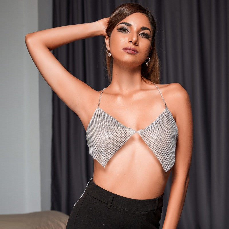 BLING METAL HALTER TOP