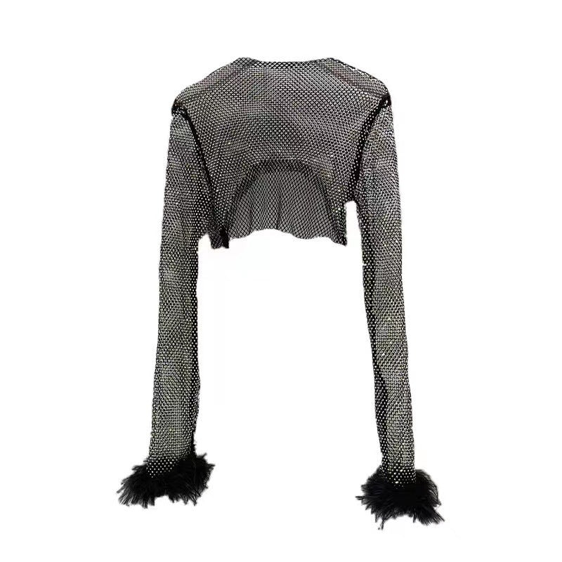 BLING FEATHER CROP TOP