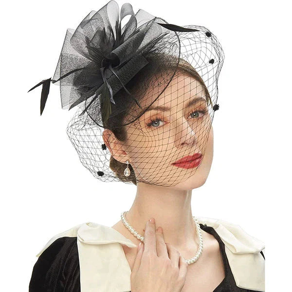 COCKTAIL HATS MESH HATS WITH VEIL styleofcb