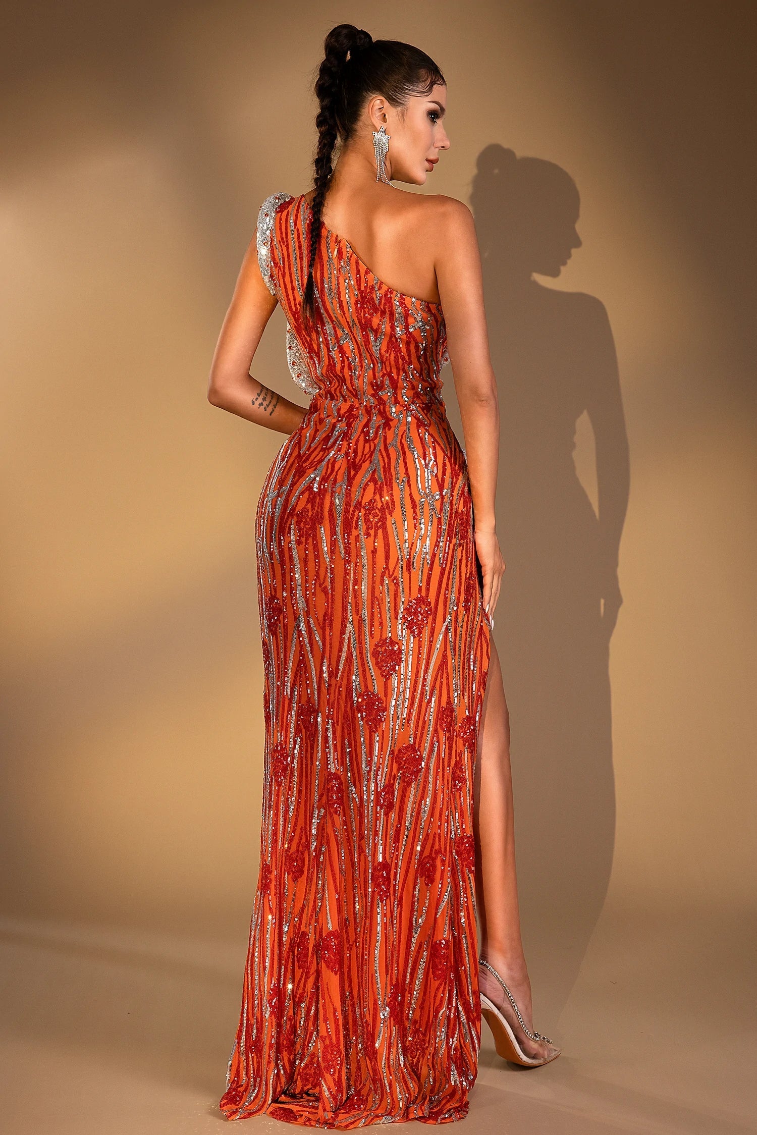 Jolene Floral Cutout Sequin Rhinestones Dress
