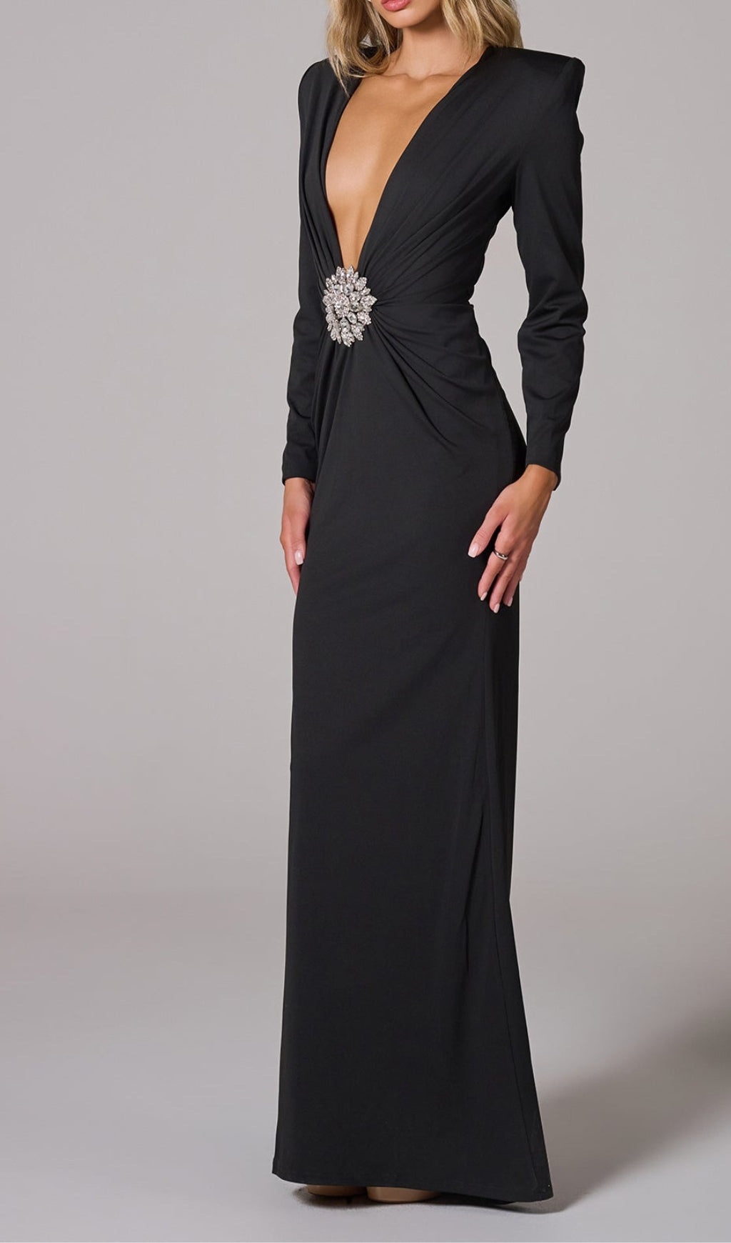 Long sleeve embellished maxi dresses
