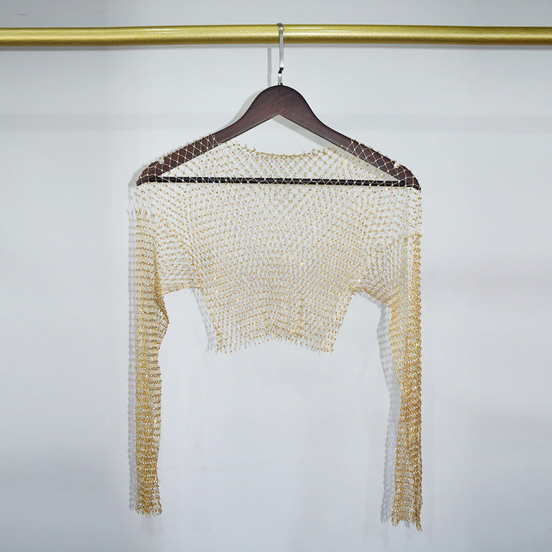 BLING LONG SLEEVE CROP TOP