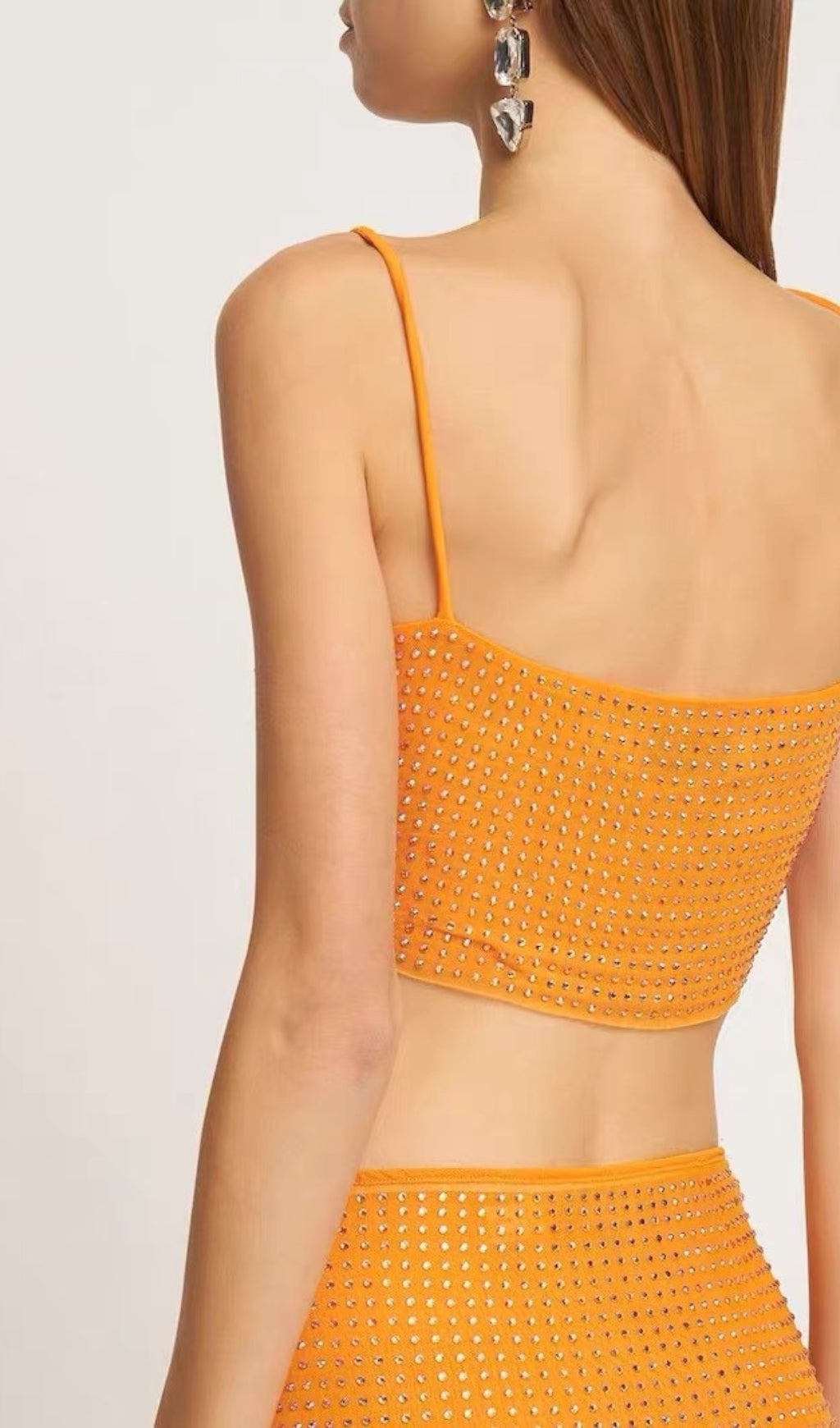 Orange embellished ruched set