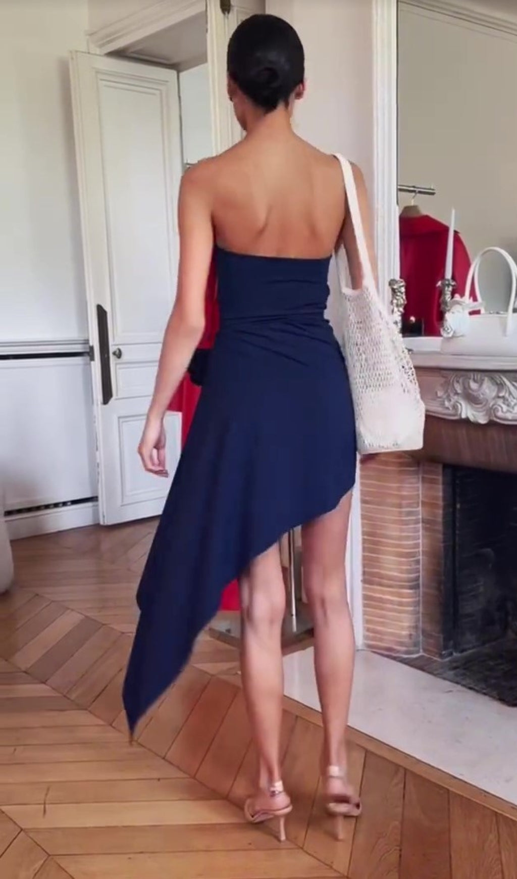 Floral drape cutout mini dress