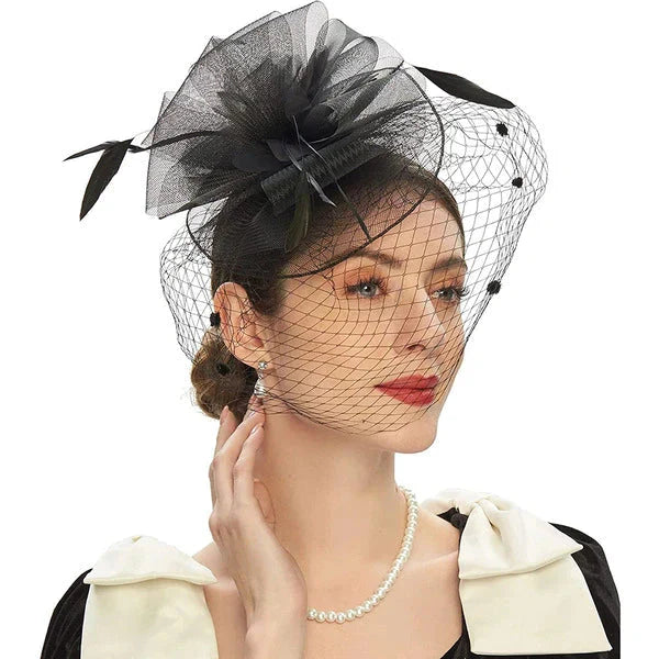 COCKTAIL HATS MESH HATS WITH VEIL styleofcb