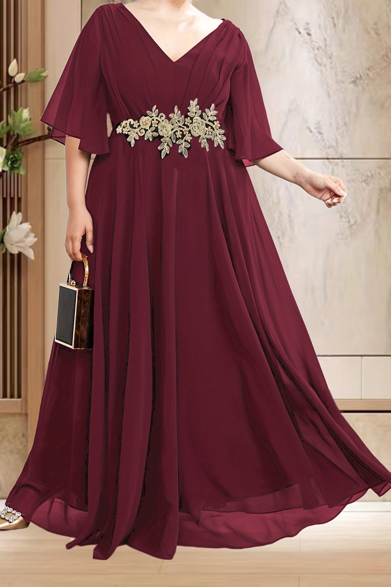 Paloma V-Neck Trim Maxi Dress