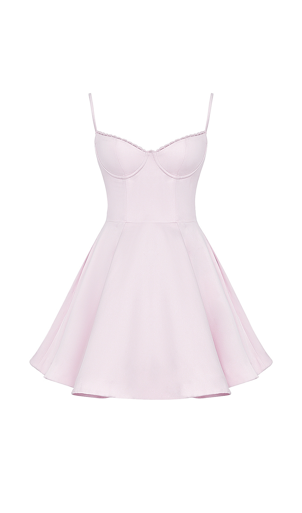LACE TRIM BUSTIER A LINE DRESS IN PINK