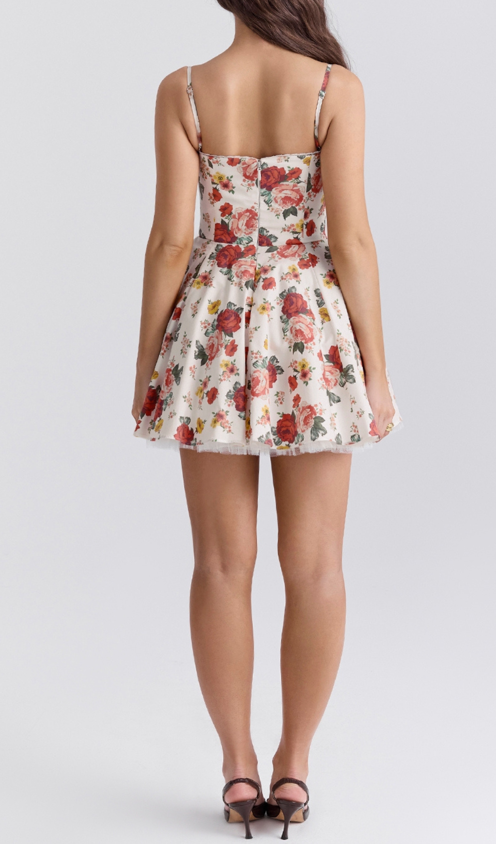 ROSE PRINT TULLE MINI DRESS