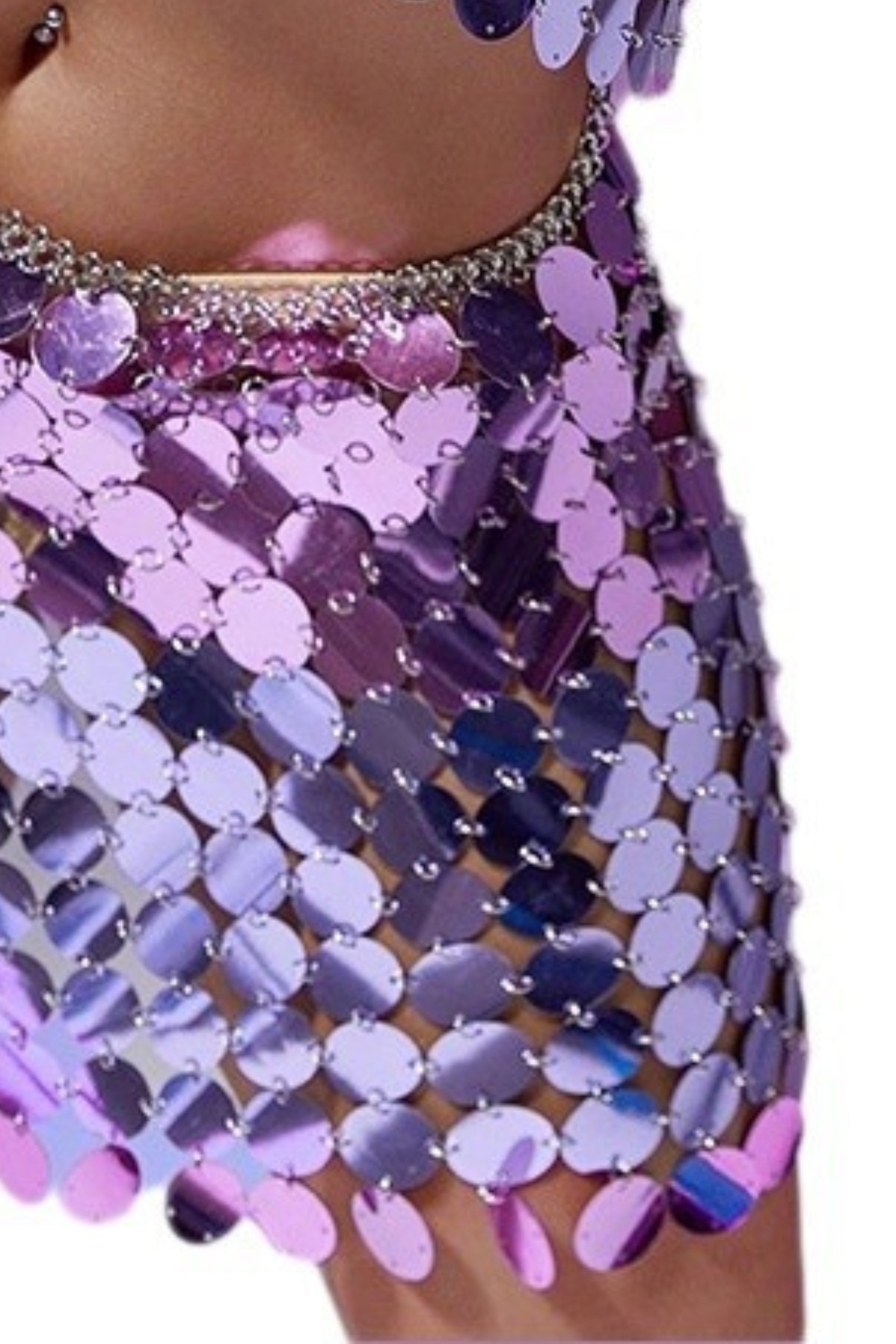 Purple sequin backless top