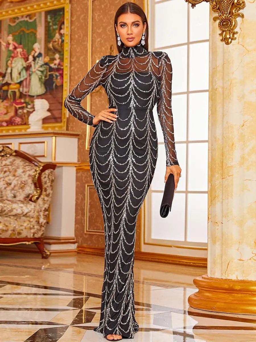 See-through Ripple Cocktail Dress