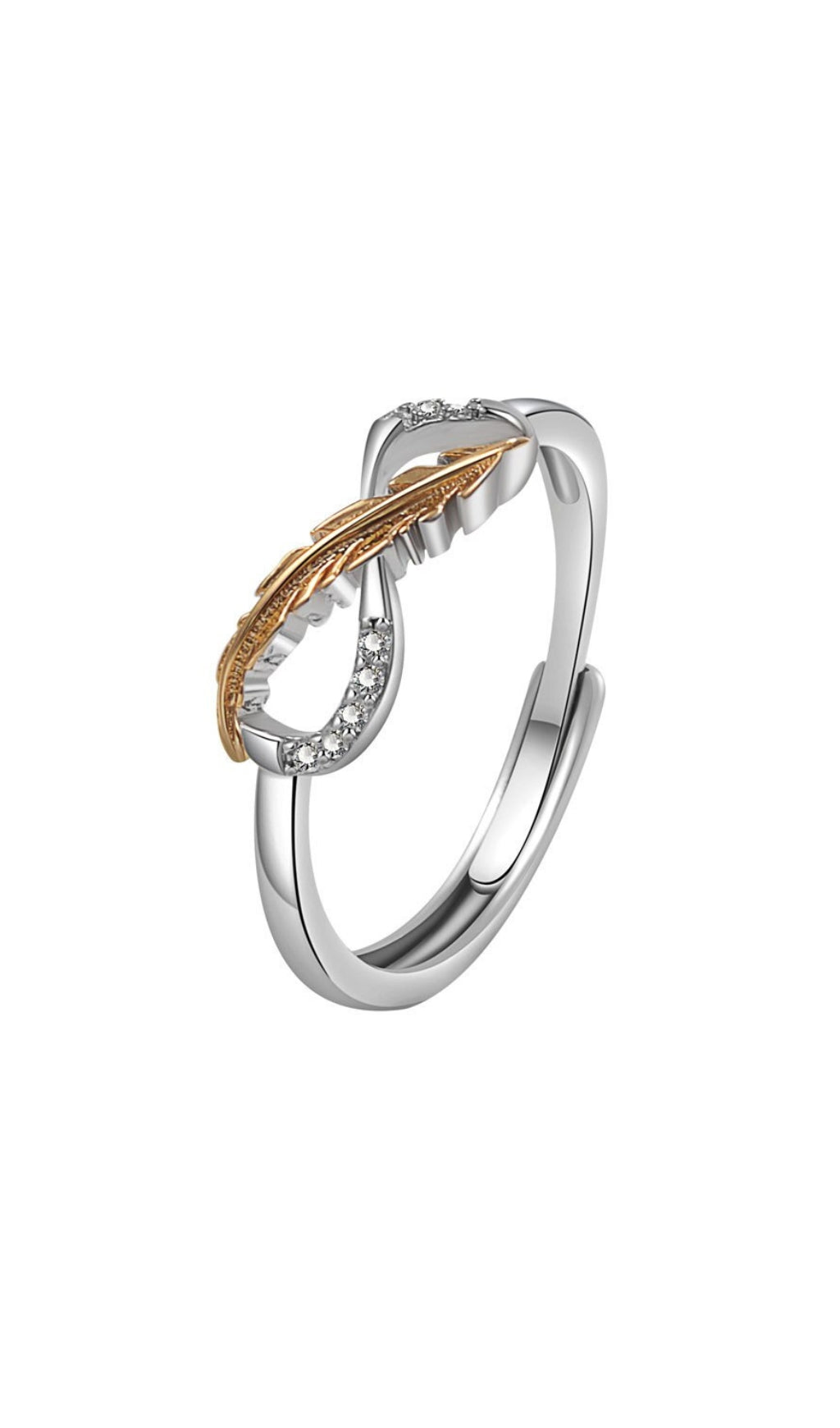 RHINESTONE ADJUSTABLE GEOMETRIC FEATHER RINGS