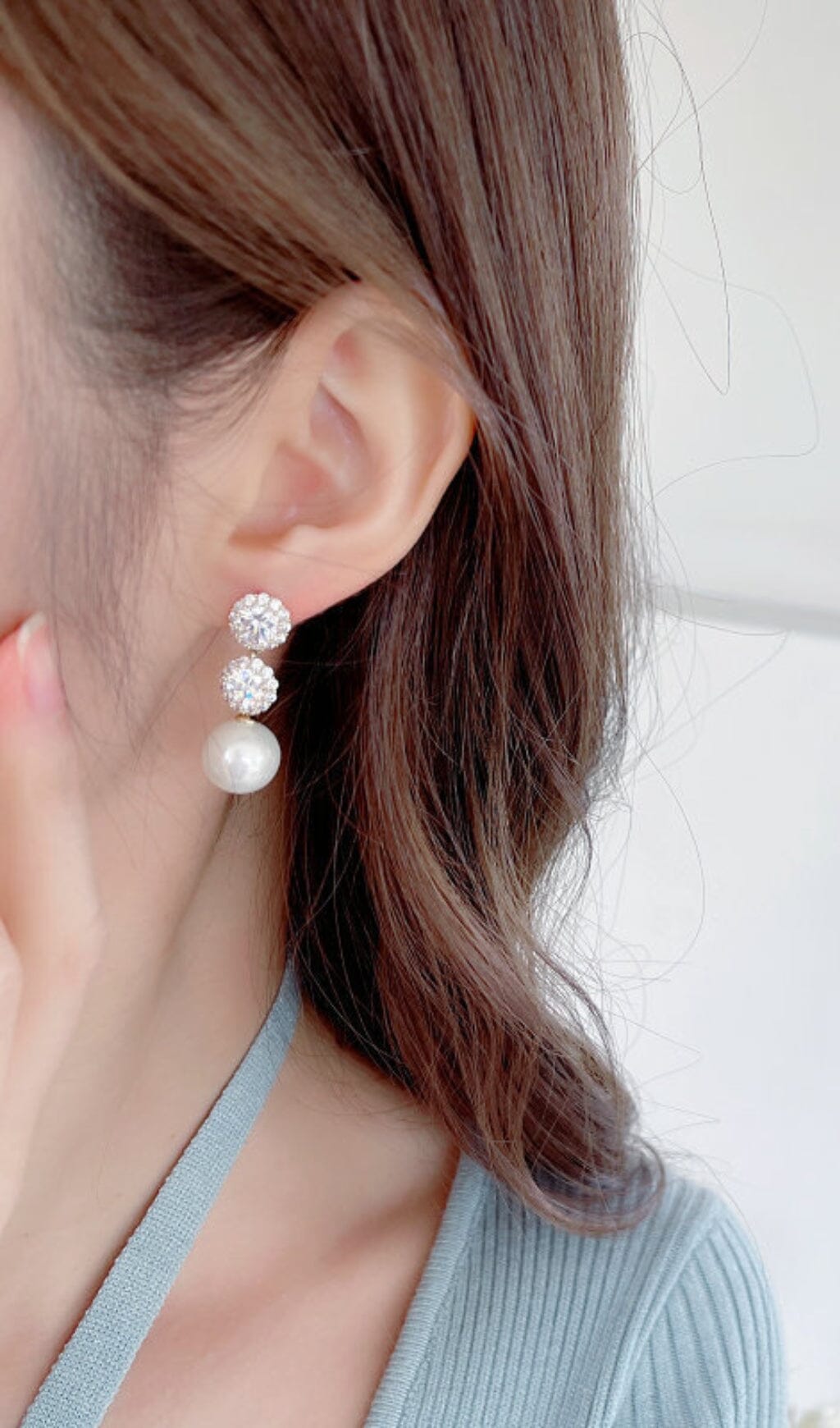 PEARL EARRINGS WITH ZIRCON FLOWERS Earrings blingmyfriend