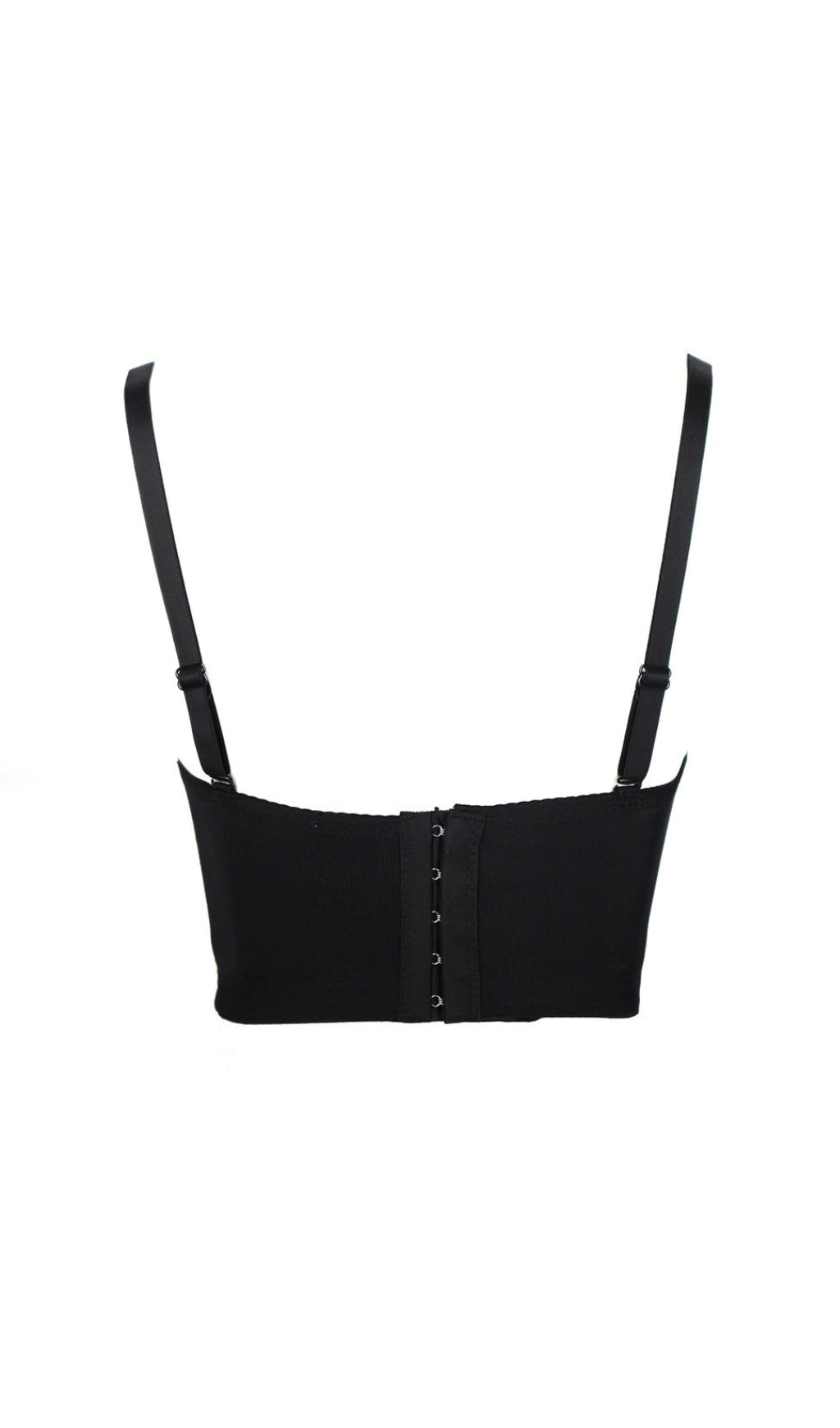 CRYSTAL EMBELLISHED CROPPED TOP IN BLACK