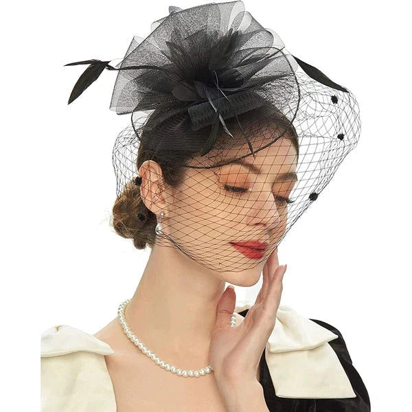 COCKTAIL HATS MESH HATS WITH VEIL styleofcb