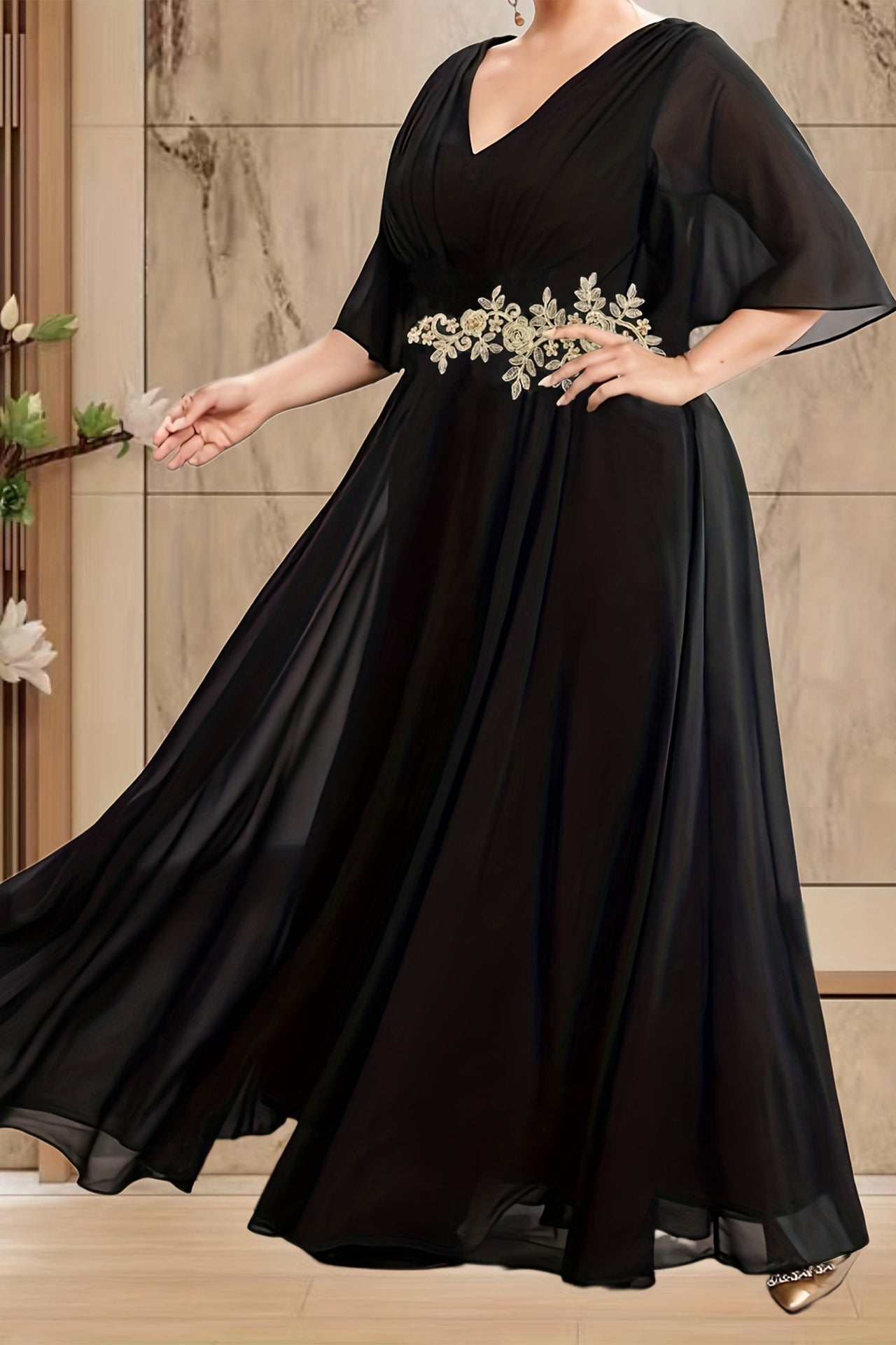 Paloma V-Neck Trim Maxi Dress
