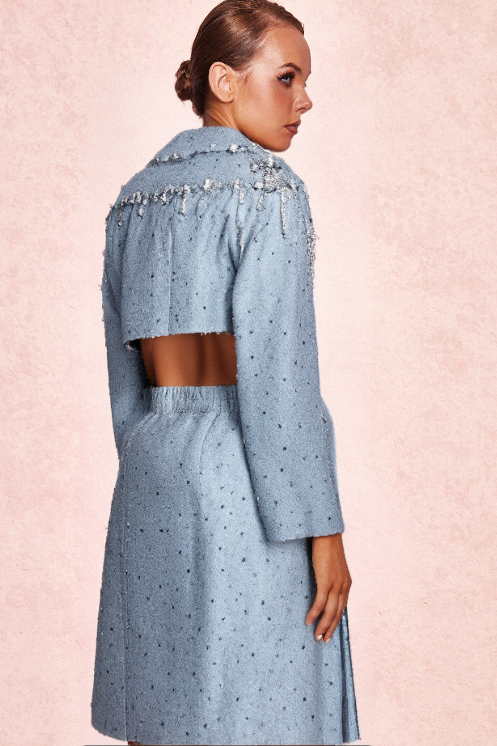 BERTHA PEARL CUTOUT TUXEDO BLAZER DRESS IN BLUE