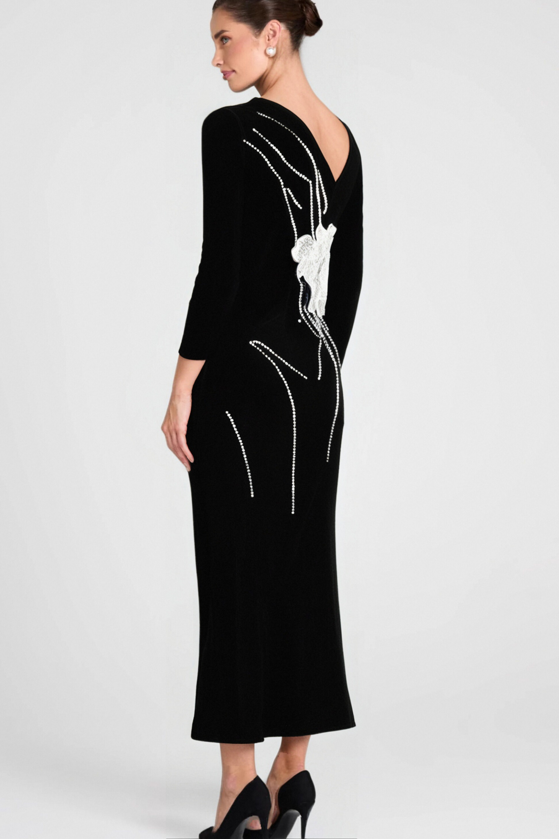 Calista Olive Black One Shoulder Velvet Maxi Dress