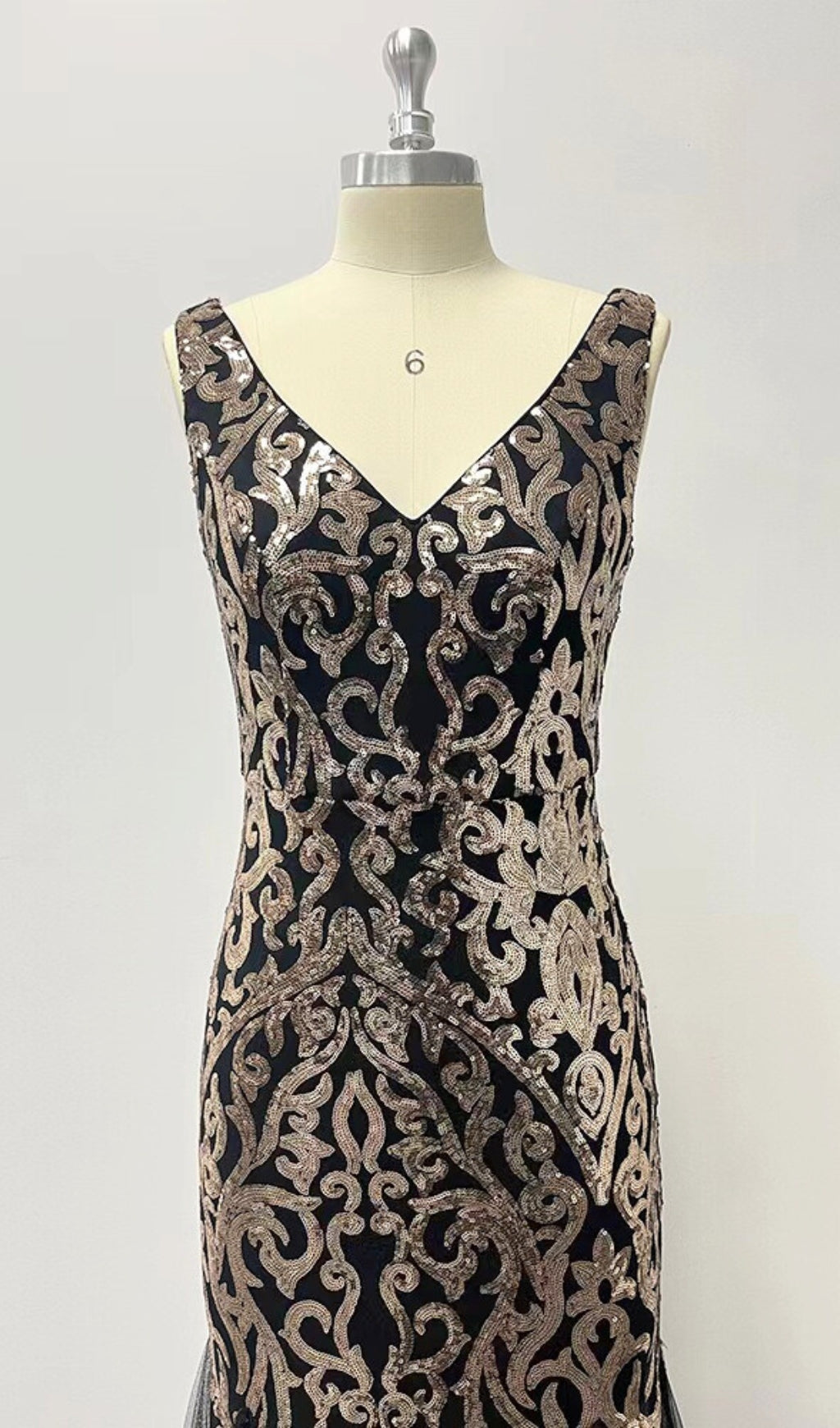 Fishtail Sequin Maxi Dress In Gold