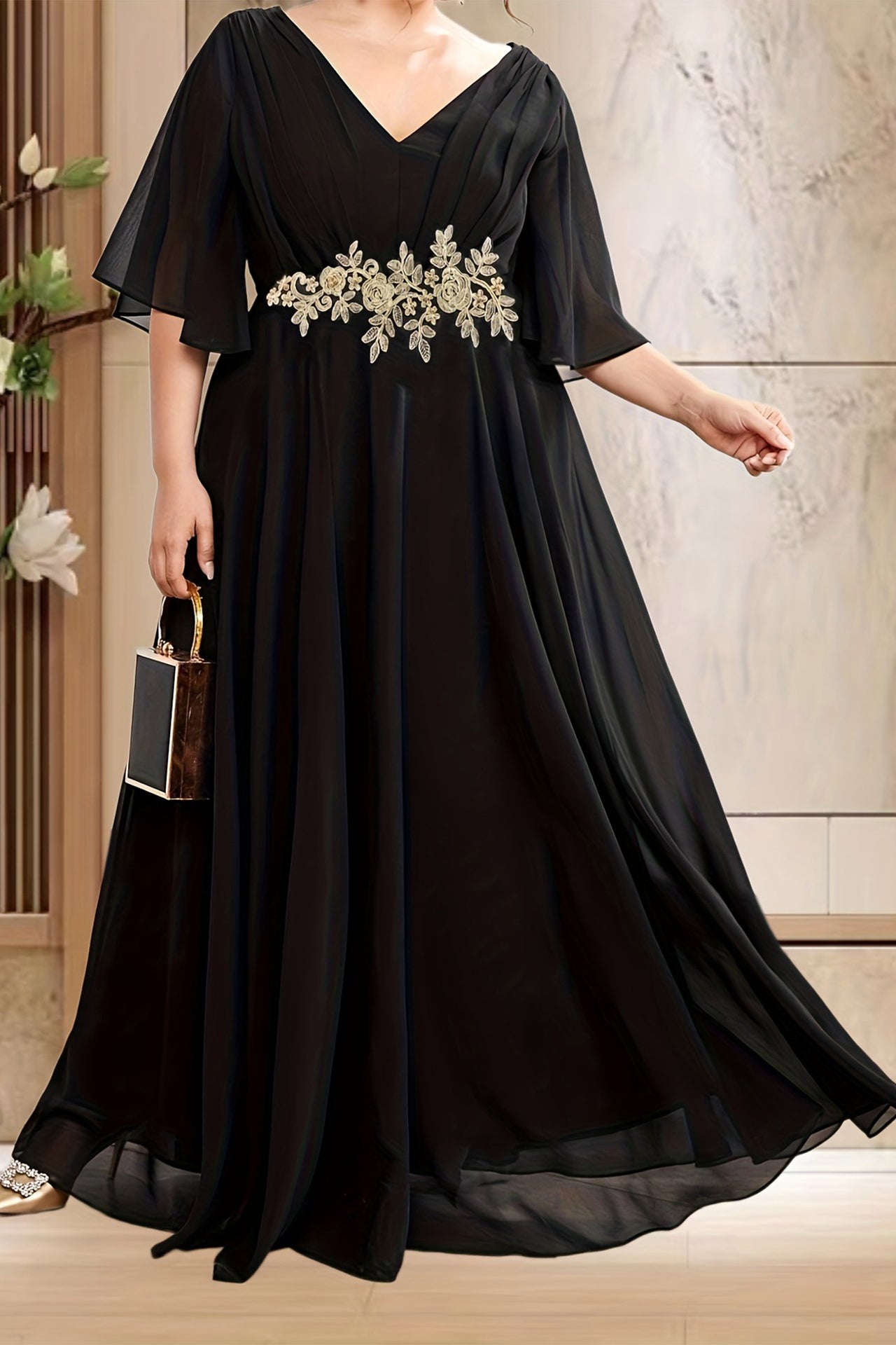 Paloma V-Neck Trim Maxi Dress