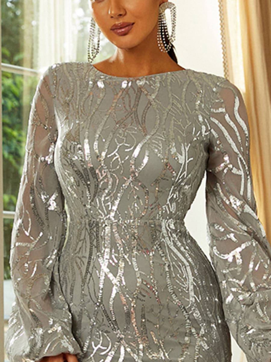Long Sleeve Maxi Mermaid Sequin Dress
