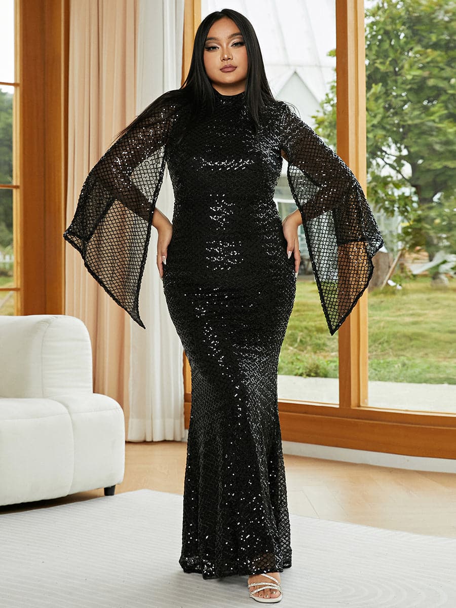 Plus Mermaid Sequin Evening Dress