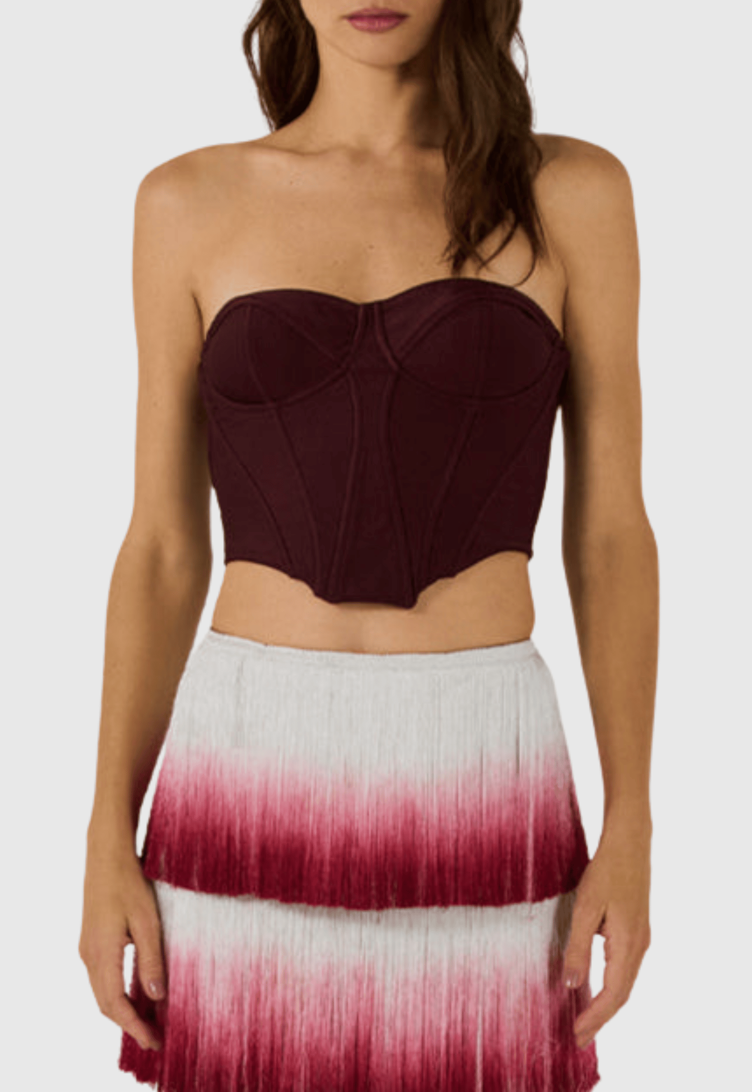 Despo Gradient Fringe Corset Two Piece Bandage Set