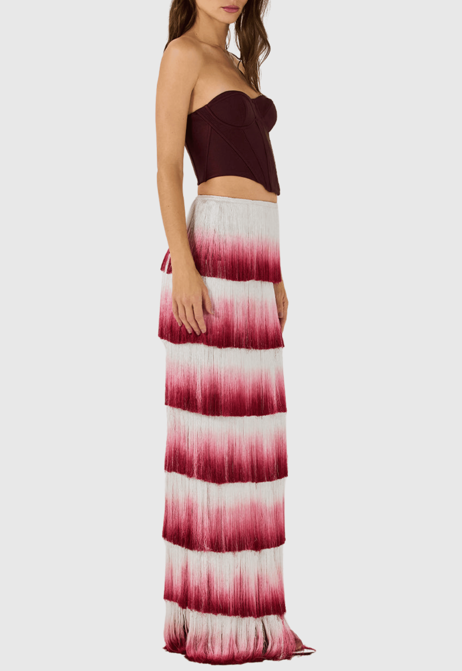 Despo Gradient Fringe Corset Two Piece Bandage Set