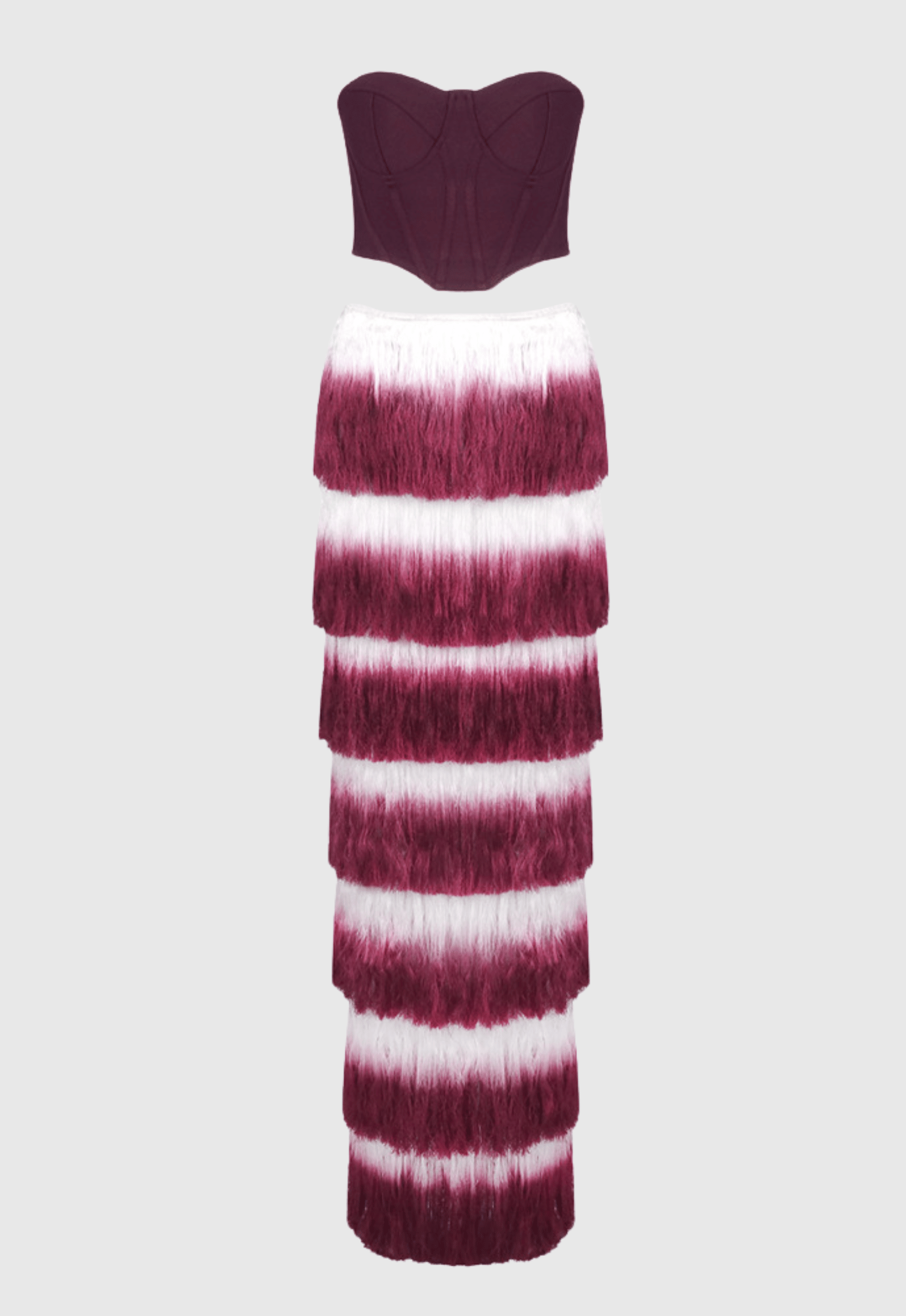 Despo Gradient Fringe Corset Two Piece Bandage Set