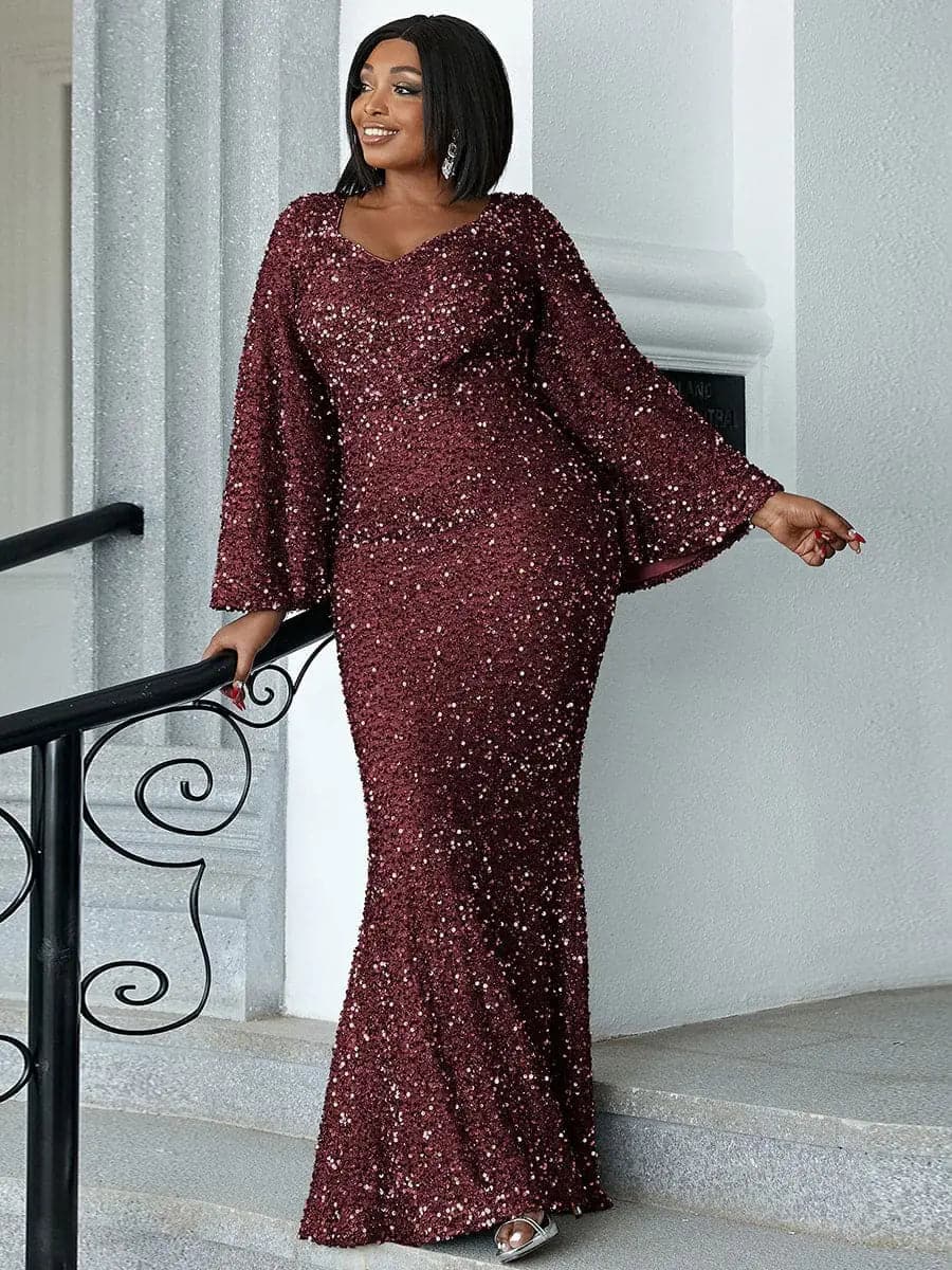 Sequin Bell Sleeve Mermaid Dress