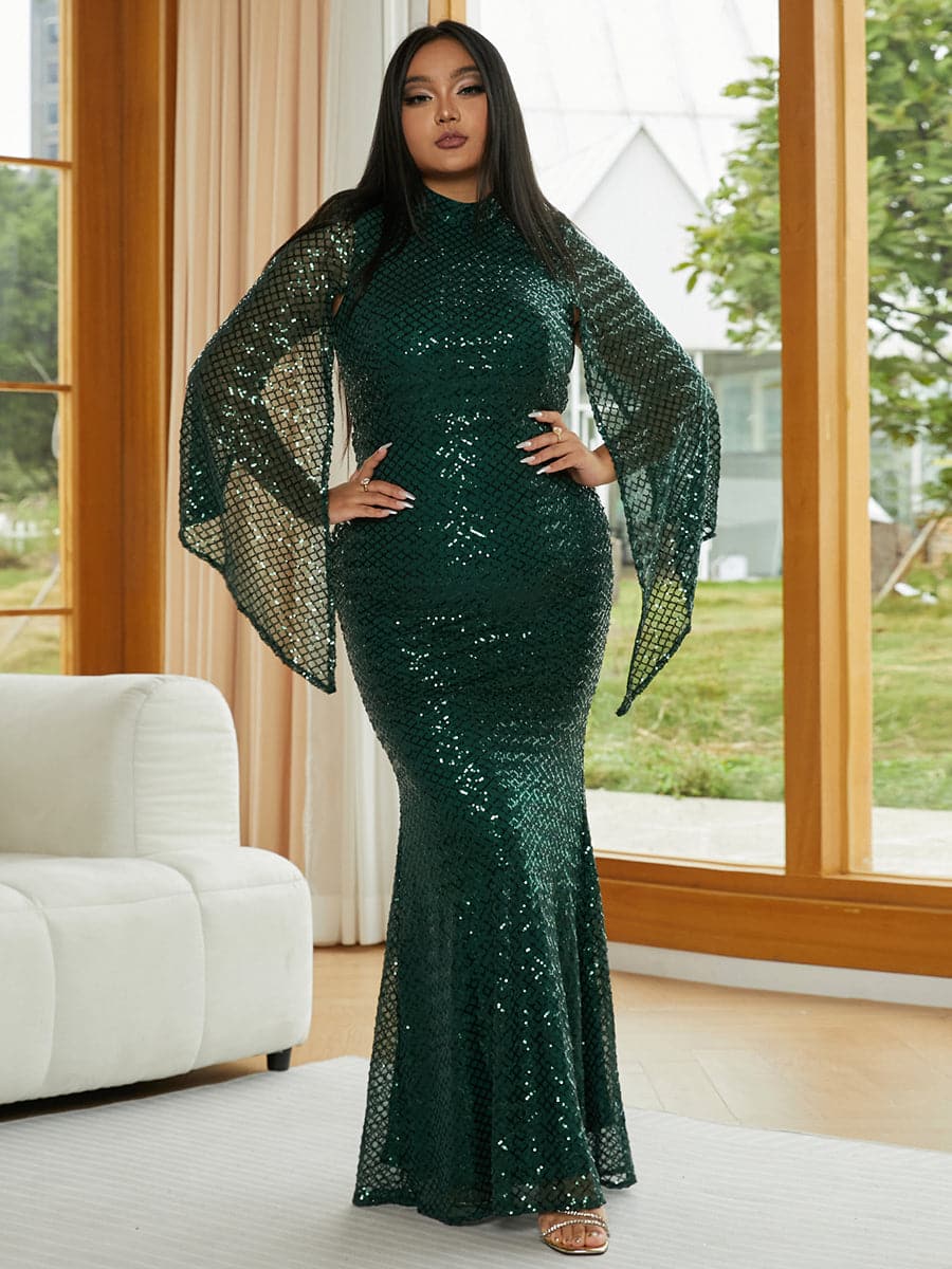 Plus Mermaid Sequin Evening Dress