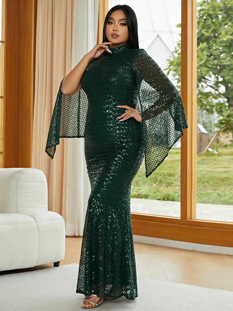 Plus Mermaid Sequin Evening Dress