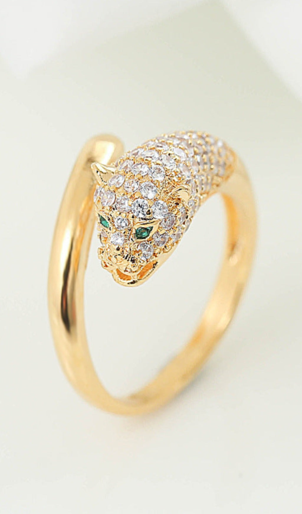 DIAMOND LEOPARD HEAD RING