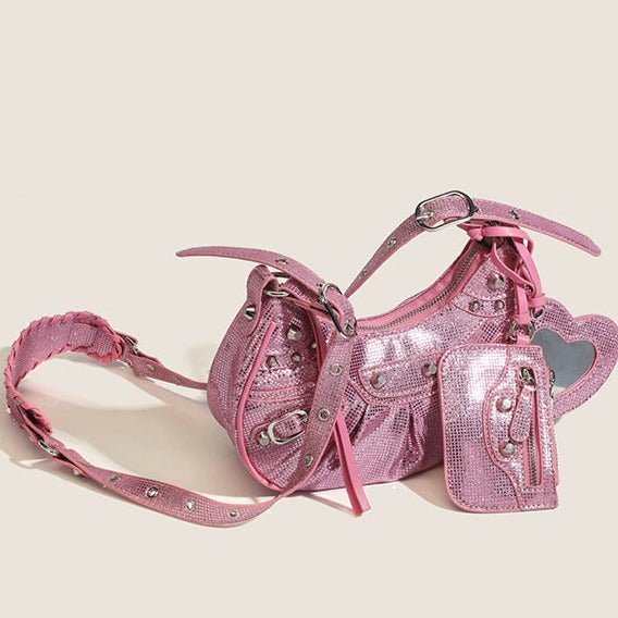 MISTY RHINESTONE SHOULDER BAG IN PINK