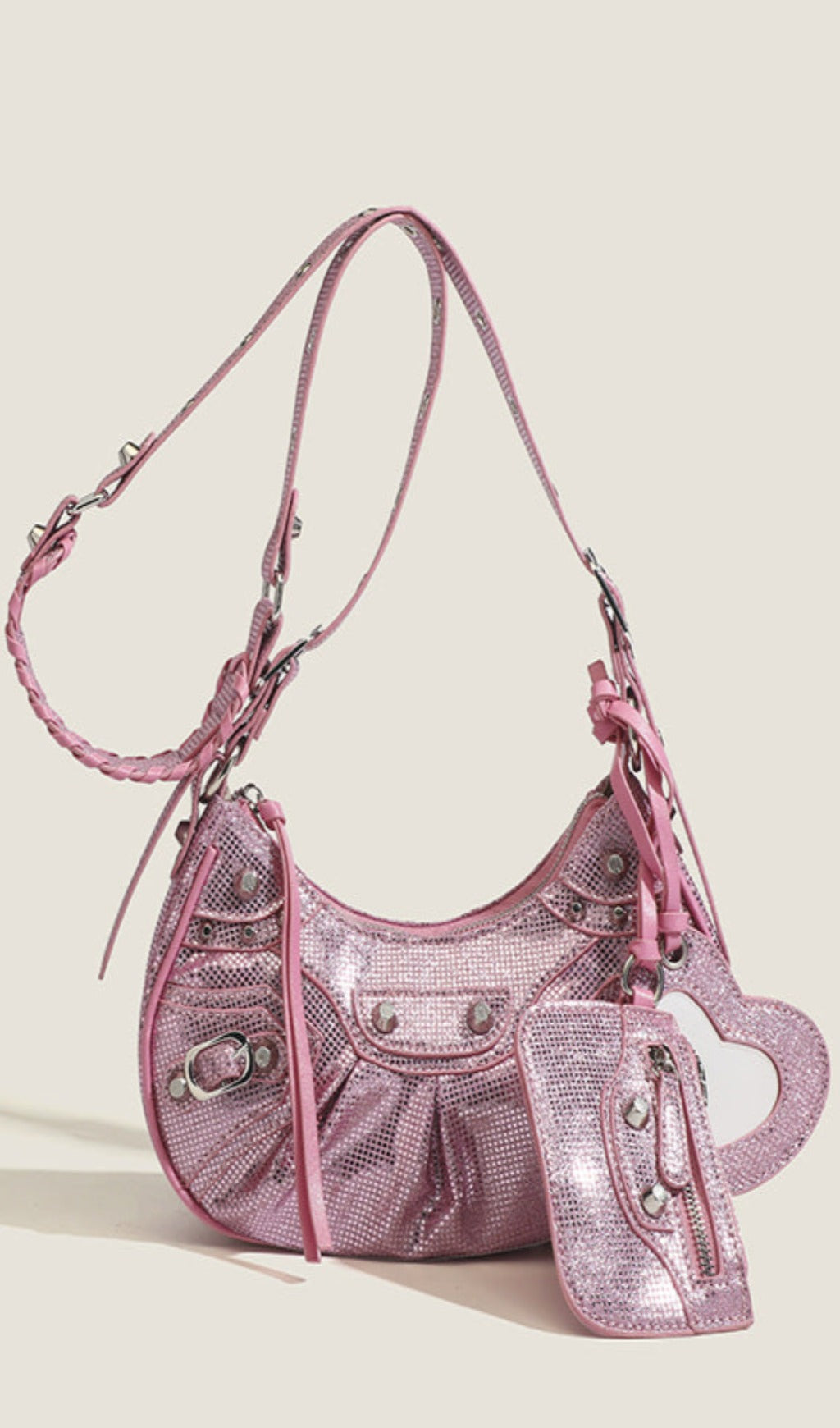 MISTY RHINESTONE SHOULDER BAG IN PINK