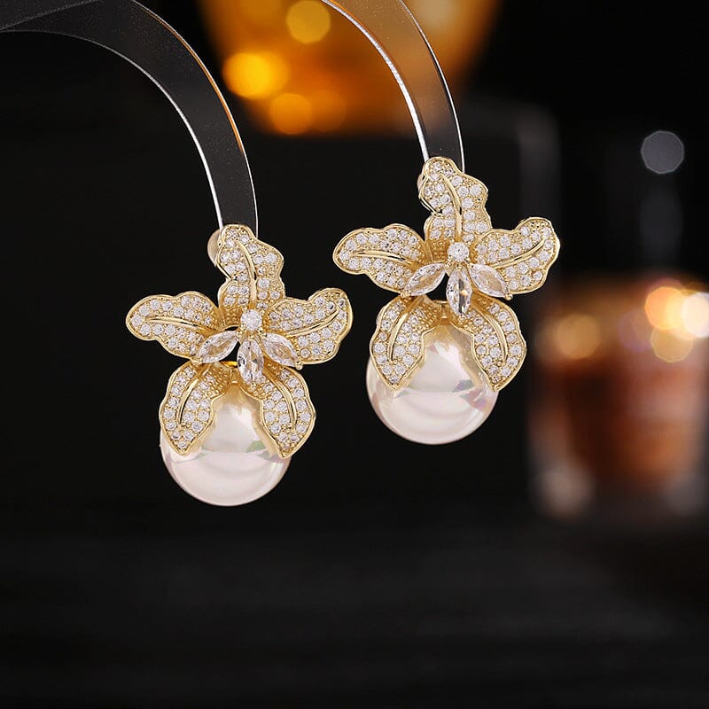 LILY GOLD PEARL EARRINGS Earrings blingmyfriend
