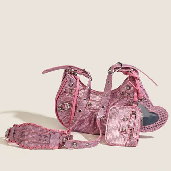 MISTY RHINESTONE SHOULDER BAG IN PINK