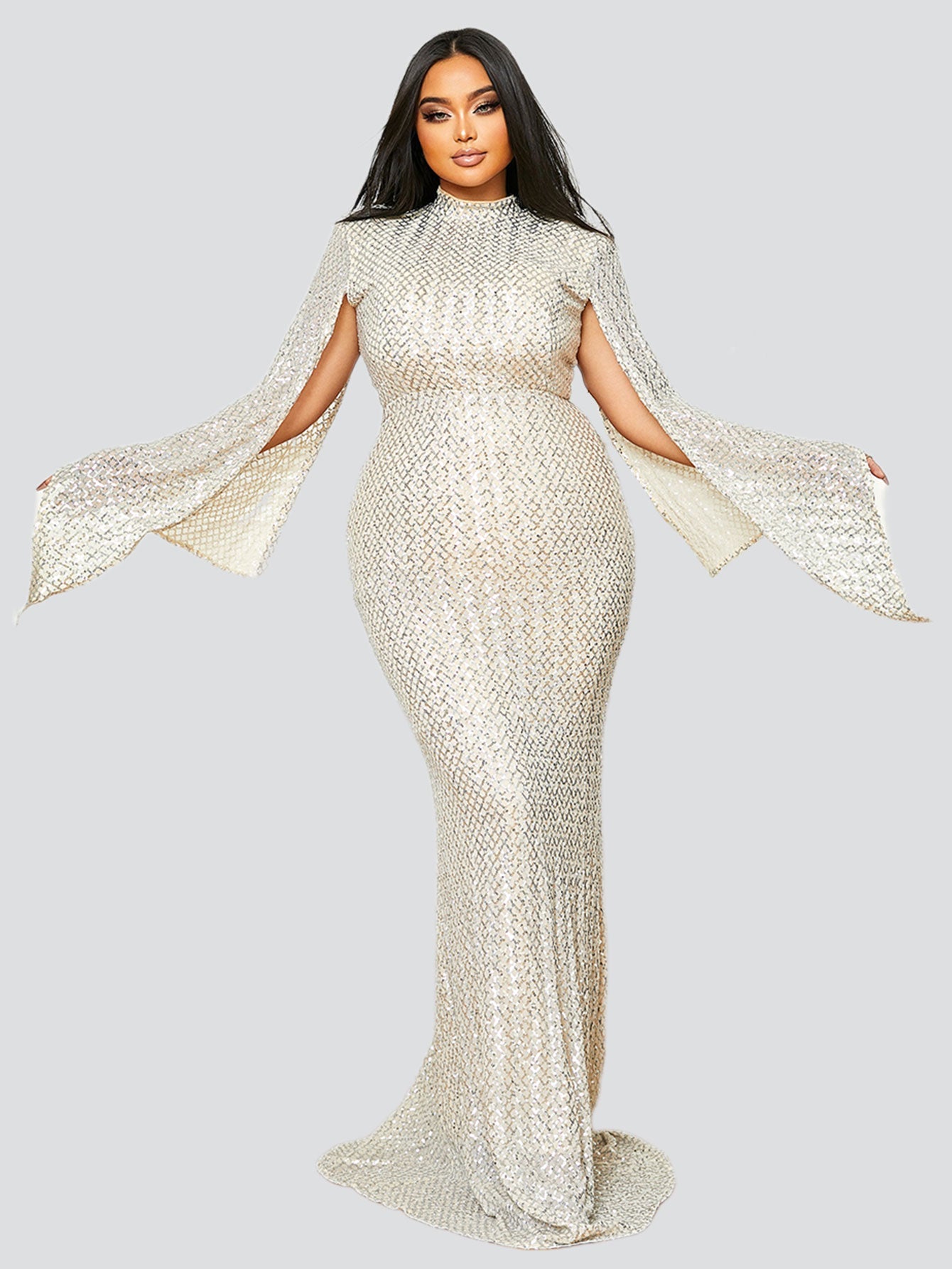 Plus Mermaid Sequin Evening Dress