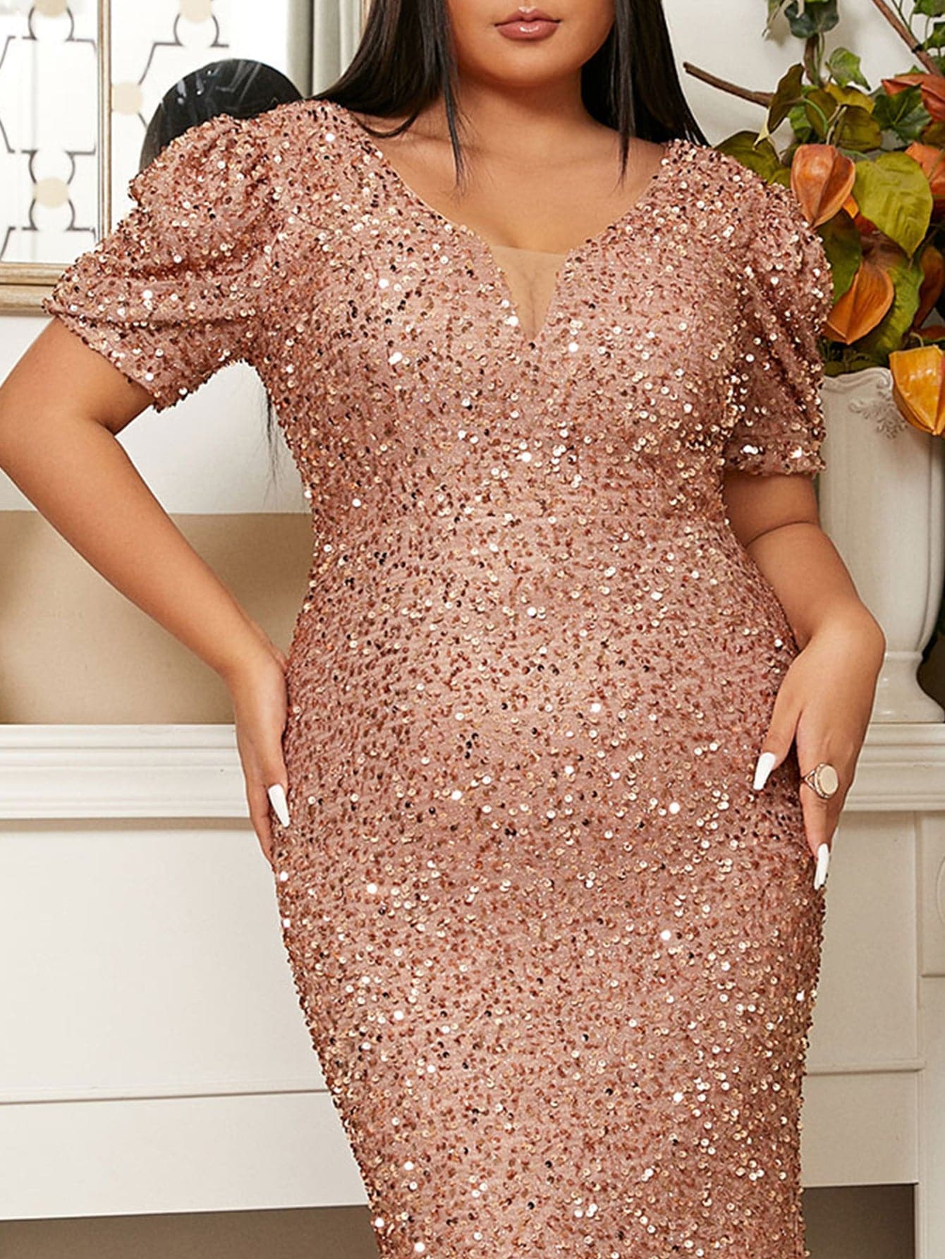Short Sleeve Sequin Mermaid Dress
