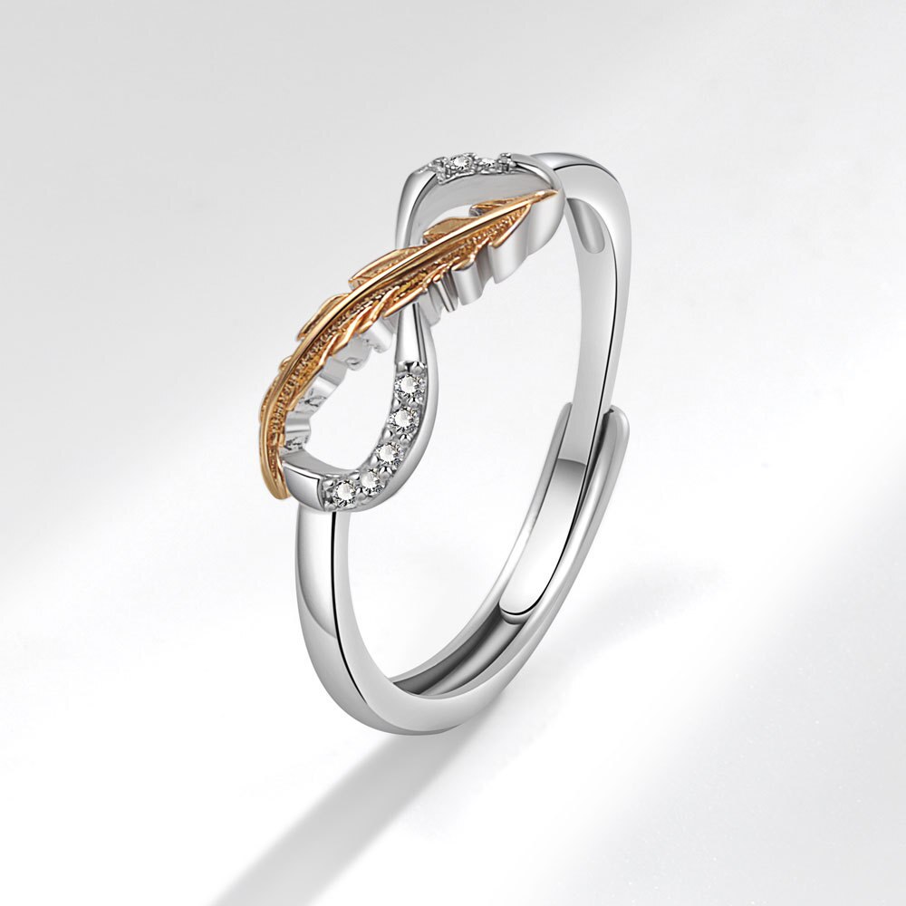 RHINESTONE ADJUSTABLE GEOMETRIC FEATHER RINGS