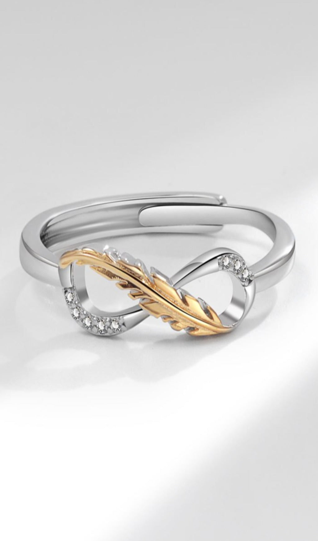 RHINESTONE ADJUSTABLE GEOMETRIC FEATHER RINGS