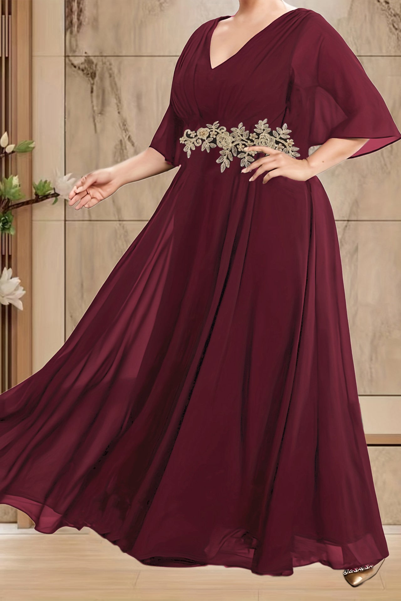 Paloma V-Neck Trim Maxi Dress