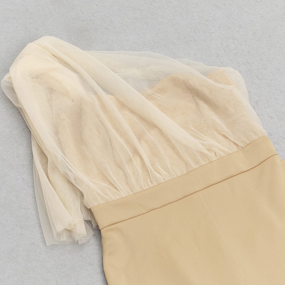 ONE-SHOULDER MERMAID MIDI DRESS IN KHAKI DRESS sis label
