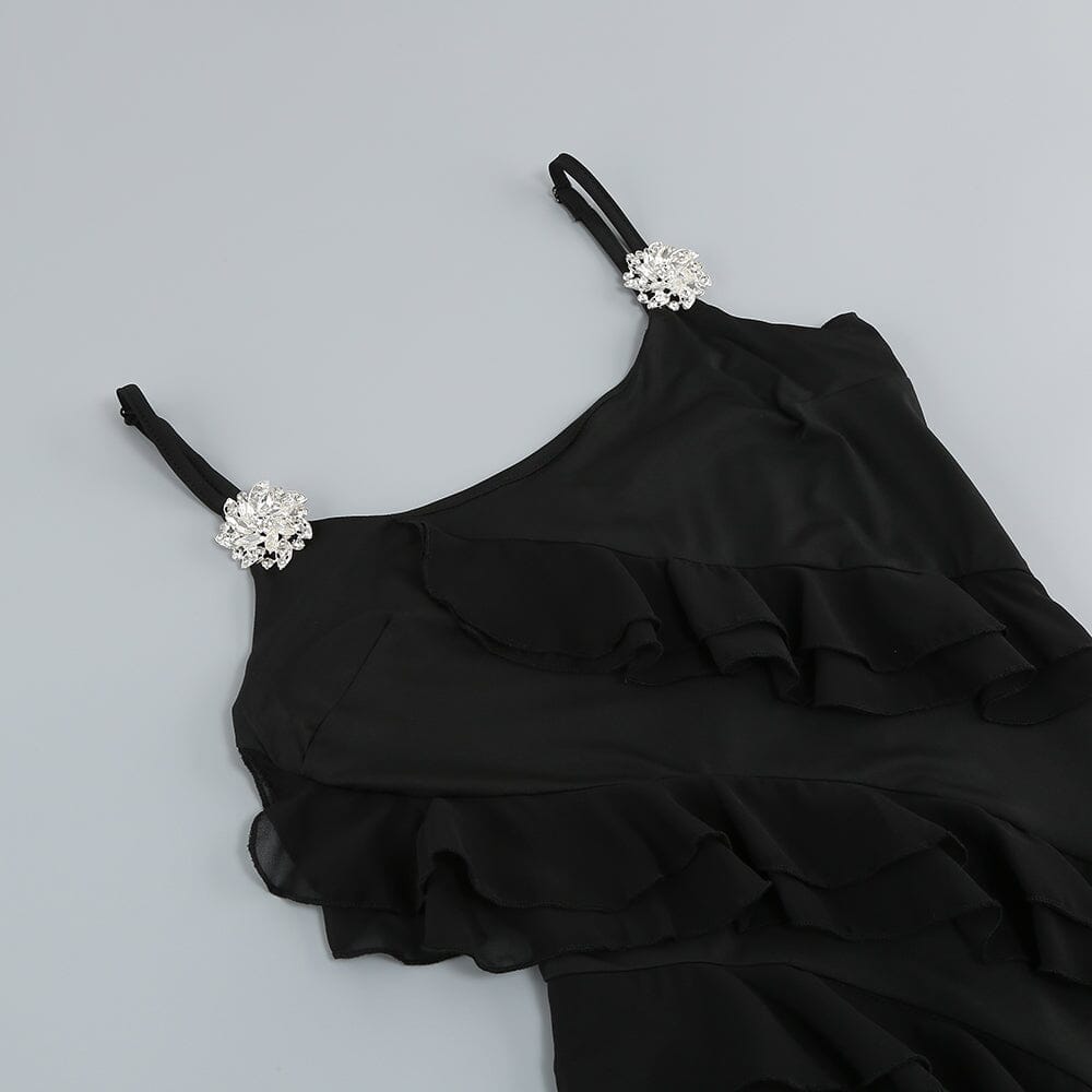 SLEEVELESS LRREGULAR RUFFLE MINI DRESS IN BLACK DRESS sis label