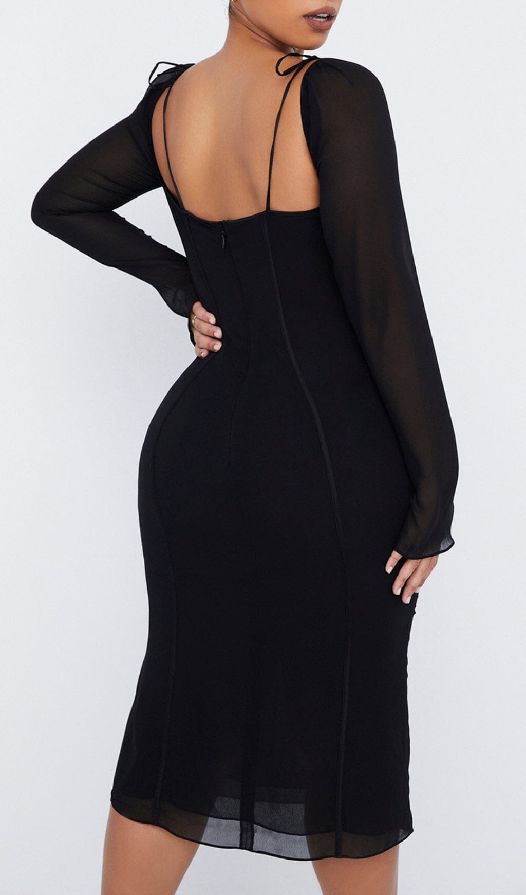 BLACK CUTOUT MIDI DRESS DREESES styleofcb
