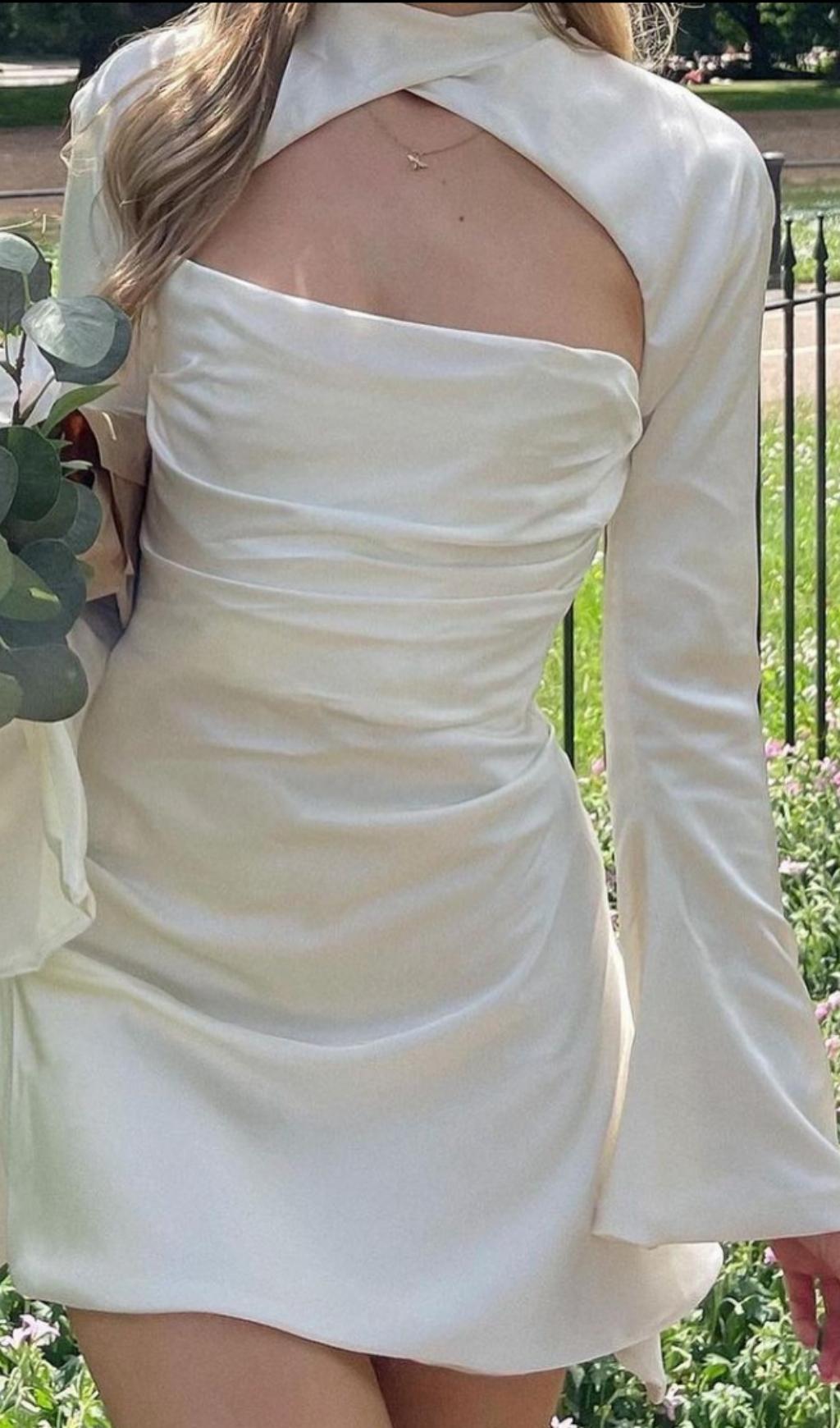IVORY DRAPE CUT OUT MINI DRESS Dresses styleofcb