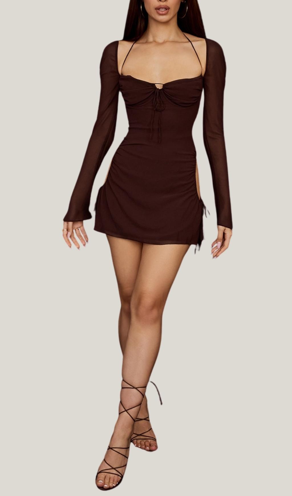 LONG SLEEVE HALTER MINI DRESS Dresses styleofcb
