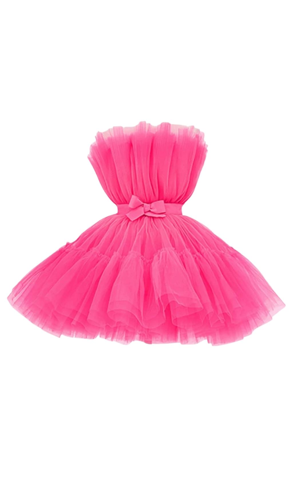 LAYERED STRAPLESS MINI DRESS Dresses styleofcb XS HOT PINK
