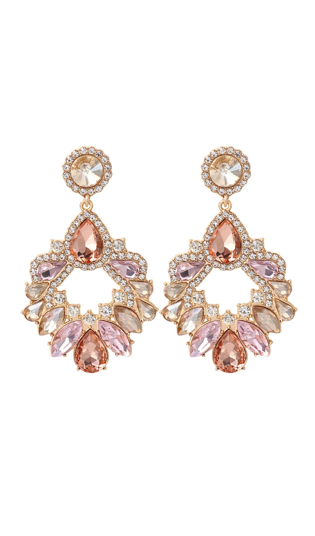 PINK CRYSTAL CHANDELIER DROP EARRINGS JEWELLERY styleofcb