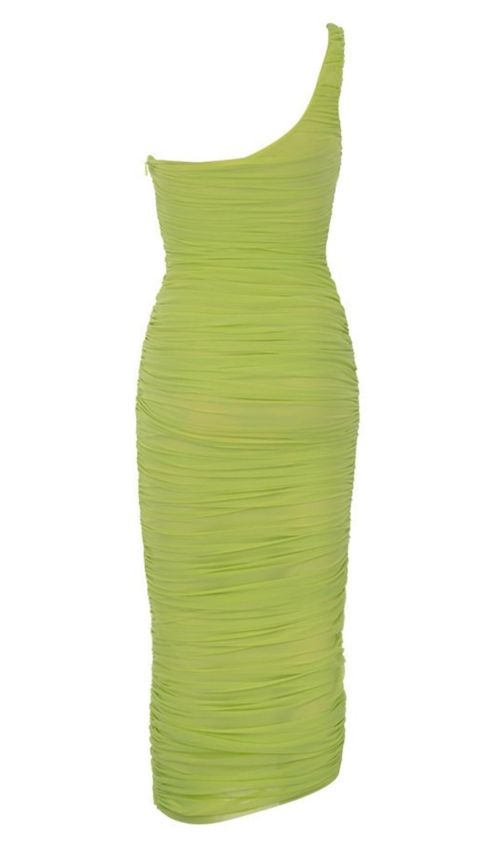 ONE SHOULDER MAXI DRESS IN GREEN Dresses styleofcb